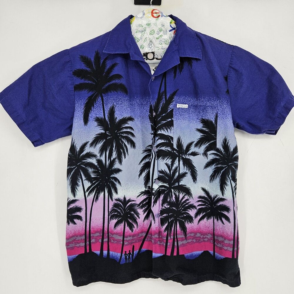 VTG WindSwept Mens Large Hawaiian Shirt Floral Palm Collared‎ Relaxed AOP